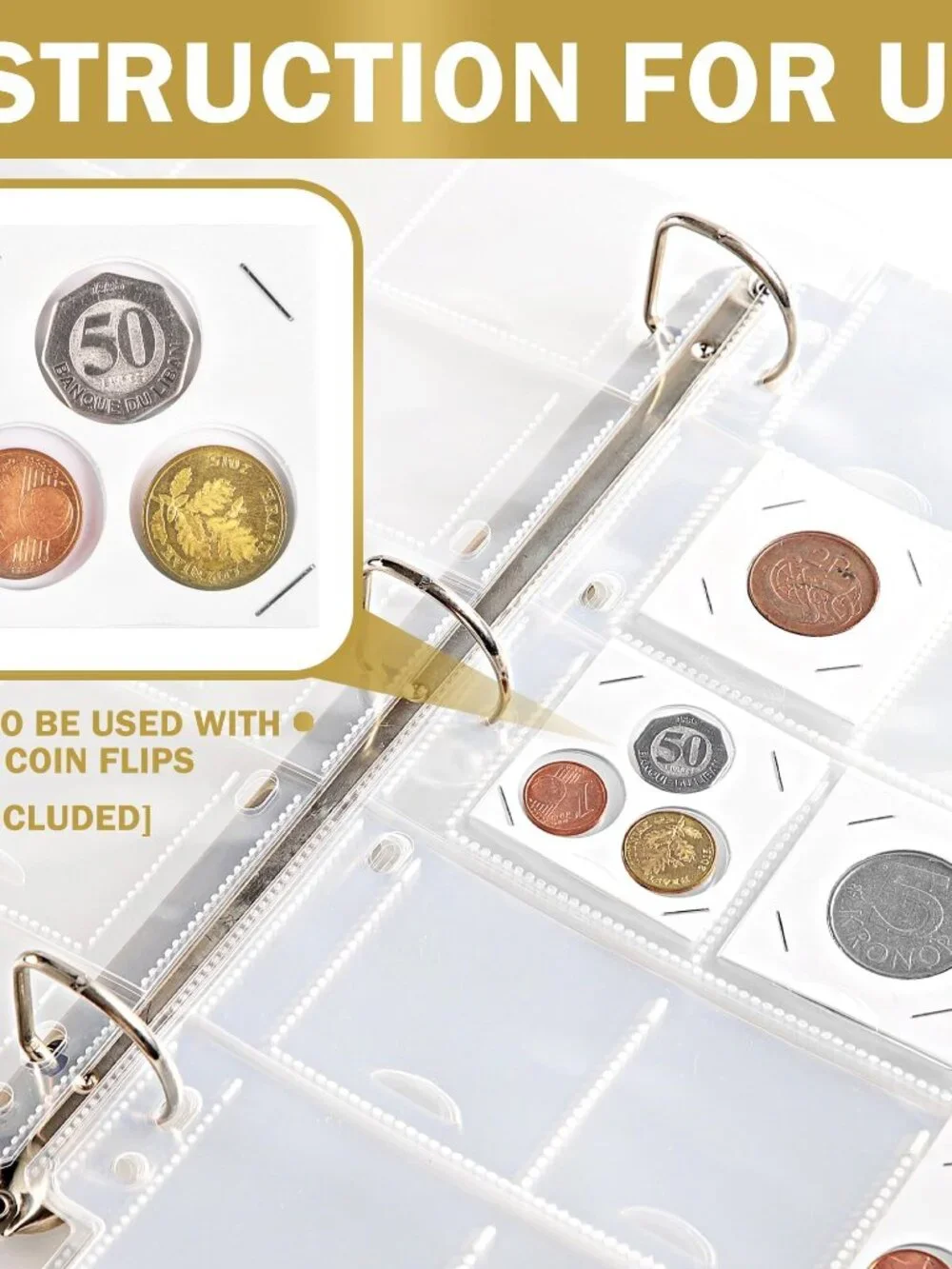 30 Sheets Uncle Paul Coin Binder Sheets for 2